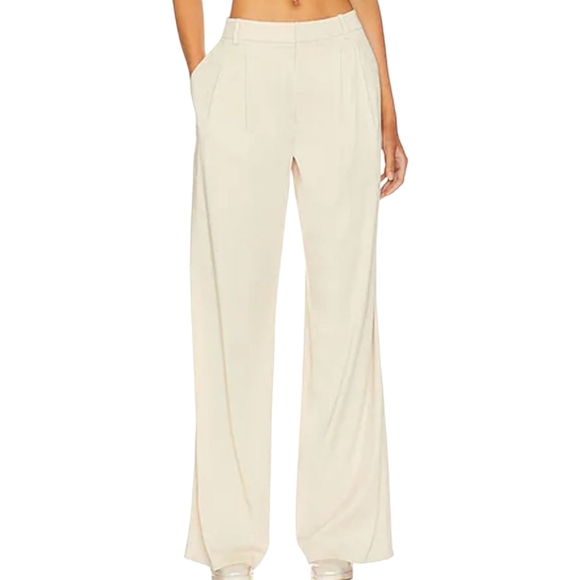 LPA Franca Cream High Rise Wide Leg Pleated Trousers Pants Women’s M Revolve - Picture 1 of 8